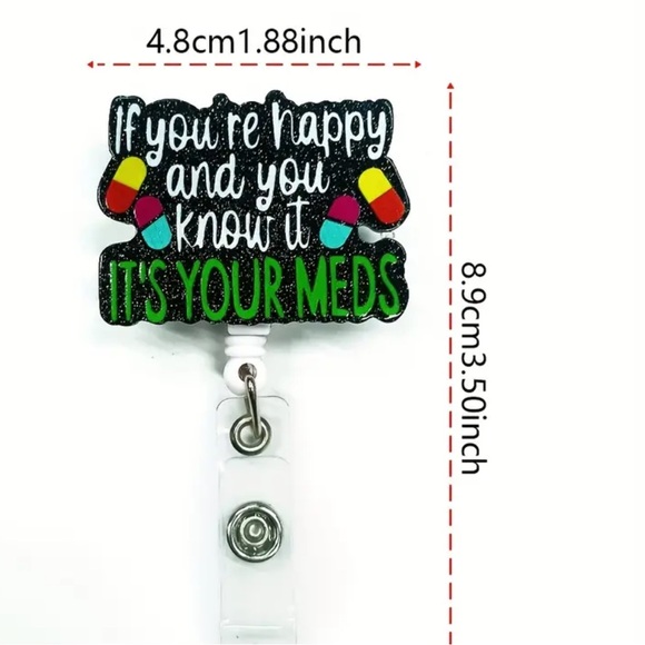 NEW| 1pc Funny Retractable Nurse Lanyard Badge Holder with Glitter - Picture 6 of 7
